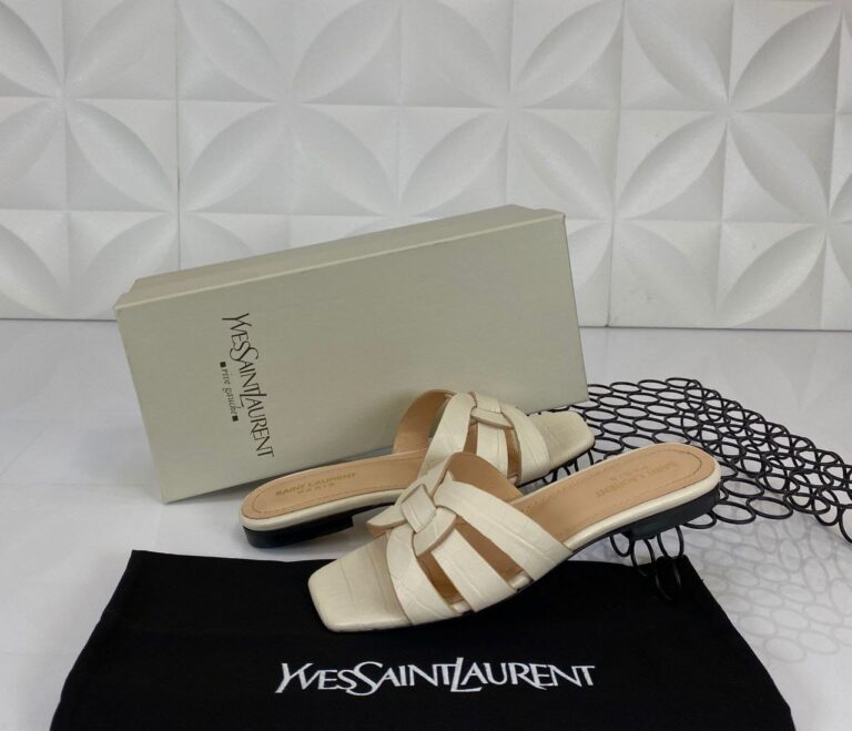 yves saint laurent terlik krem croco deri