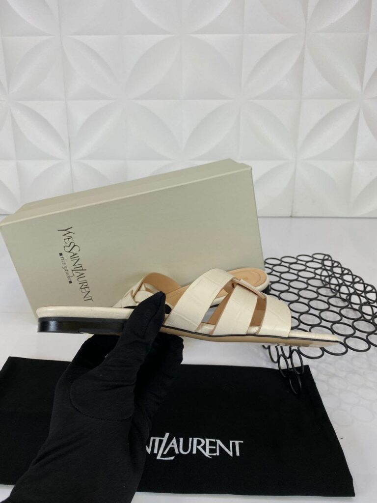yves saint laurent terlik krem croco deri