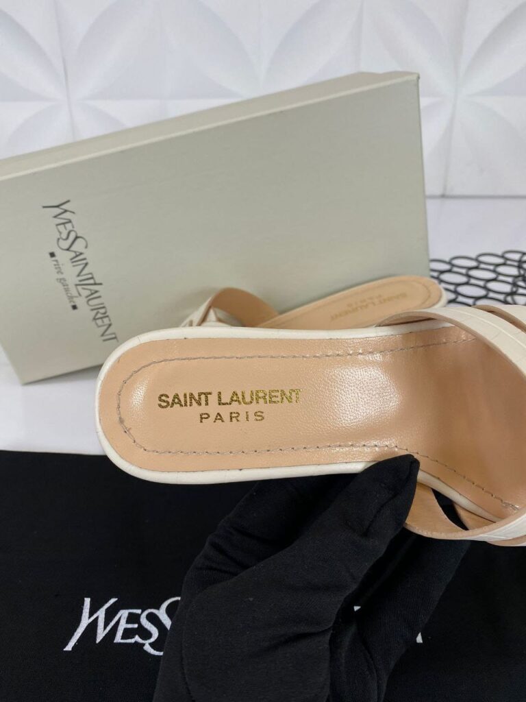 yves saint laurent terlik krem croco deri