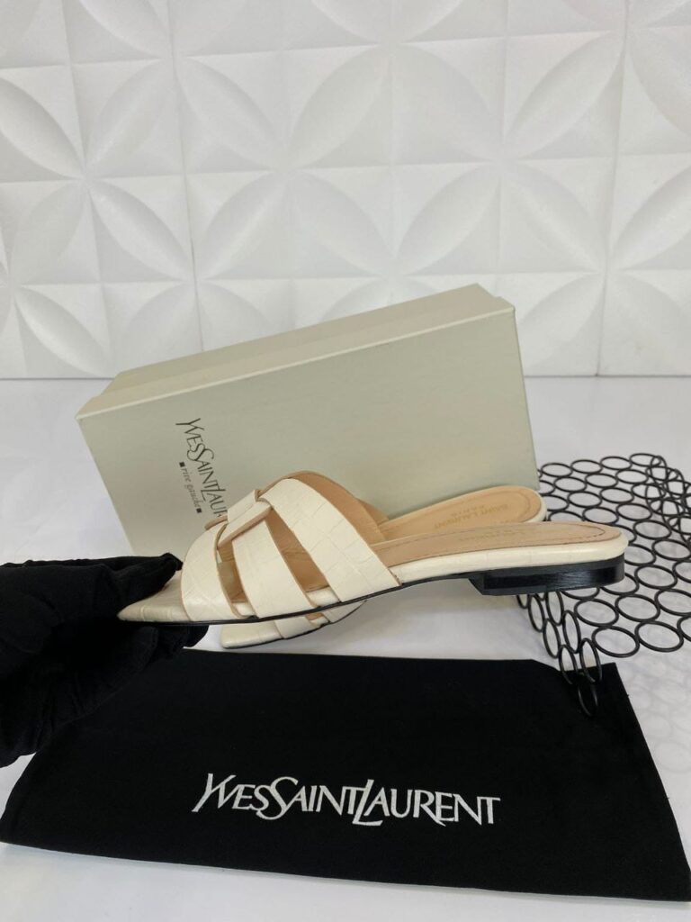 yves saint laurent terlik krem croco deri