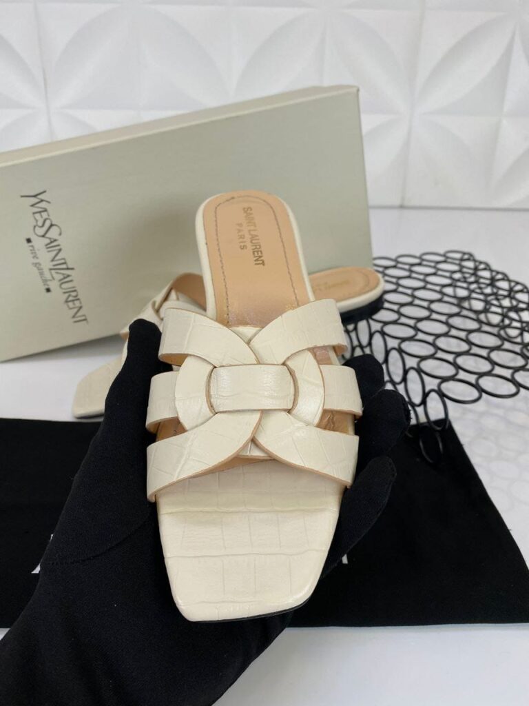 yves saint laurent terlik krem croco deri