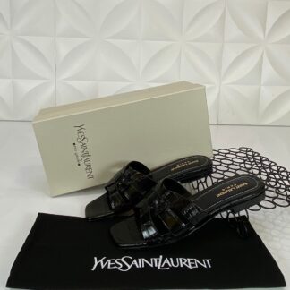yves saint laurent terlik siyah croco deri