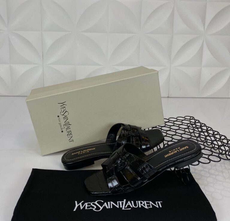 yves saint laurent terlik siyah croco deri