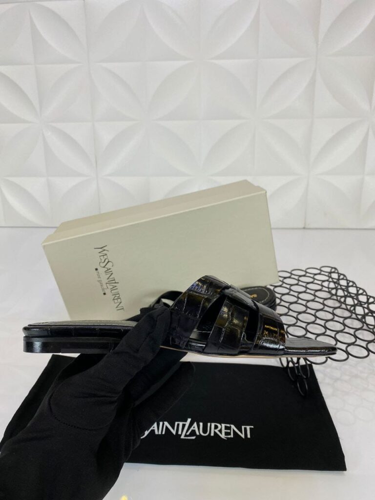 yves saint laurent terlik siyah croco deri
