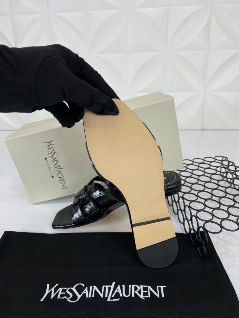 yves saint laurent terlik siyah croco deri