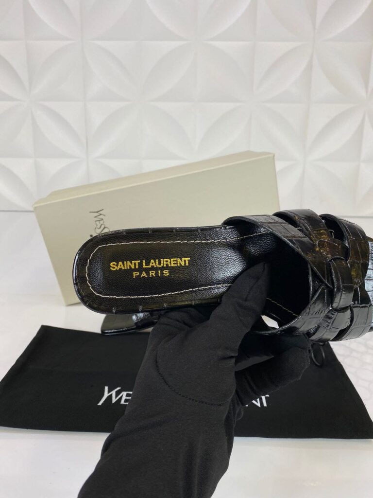 yves saint laurent terlik siyah croco deri