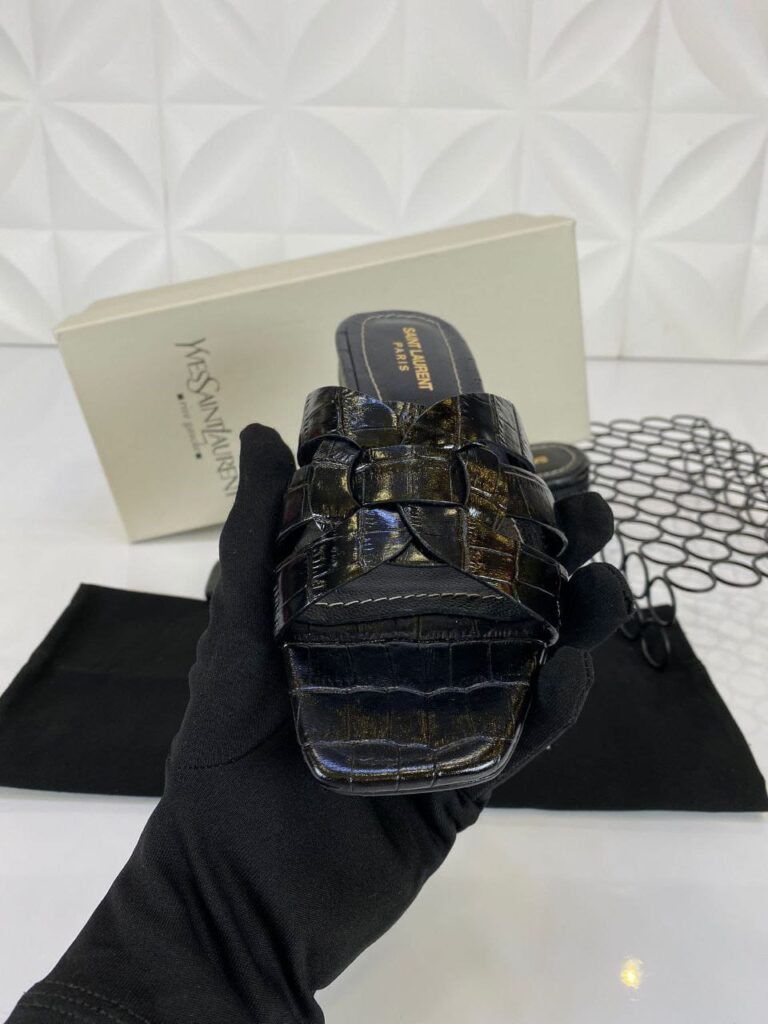 yves saint laurent terlik siyah croco deri