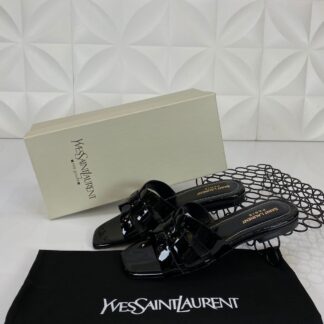 yves saint laurent terlik siyah rugan deri