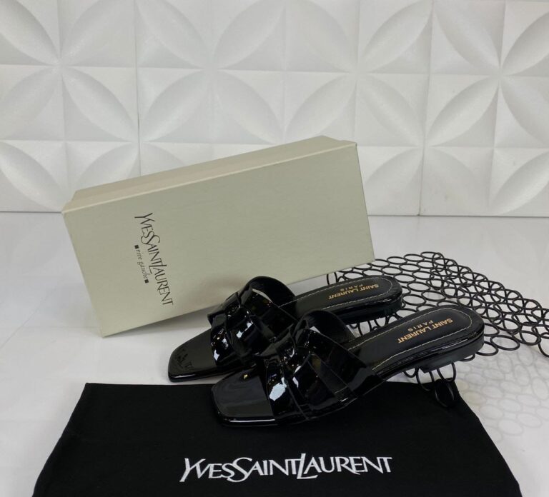 yves saint laurent terlik siyah rugan deri