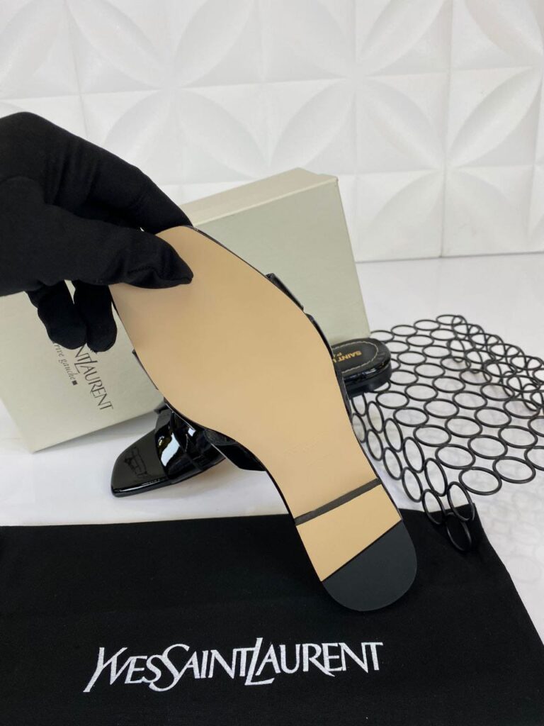 yves saint laurent terlik siyah rugan deri