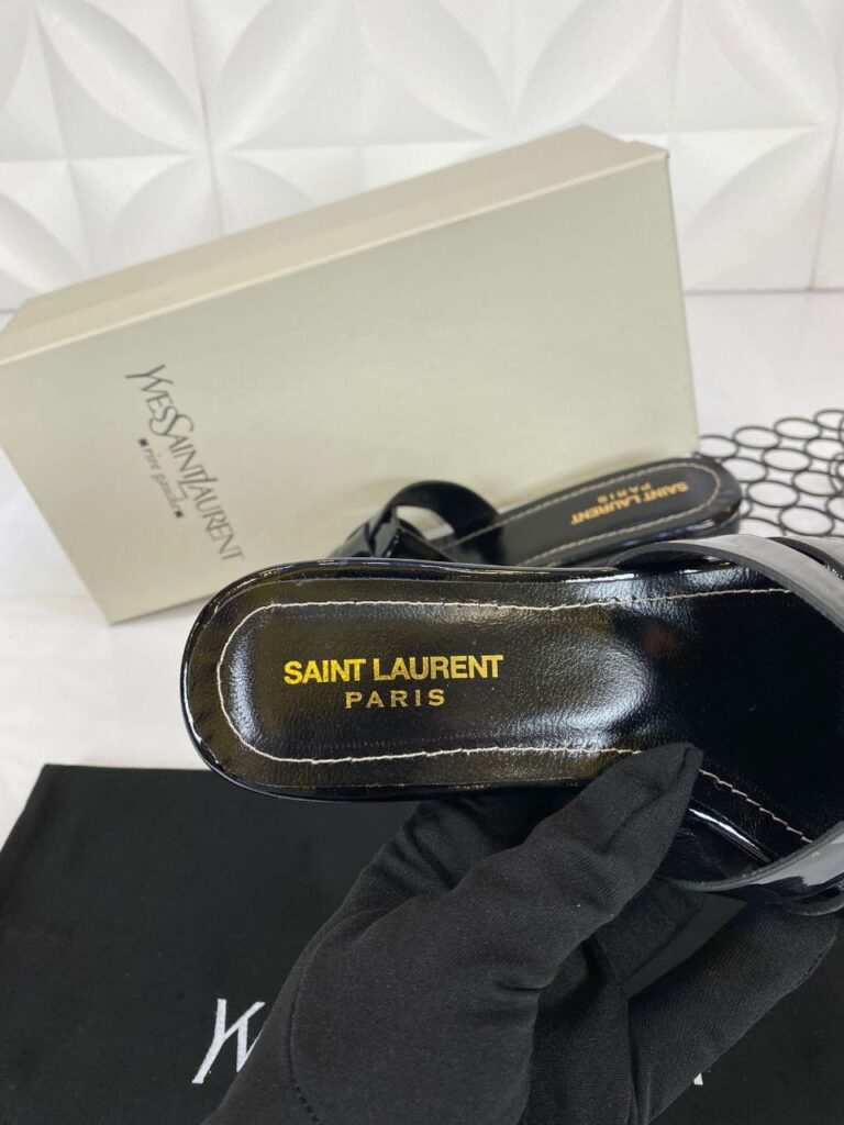 yves saint laurent terlik siyah rugan deri