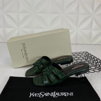 yves saint laurent terlik yesil croco deri
