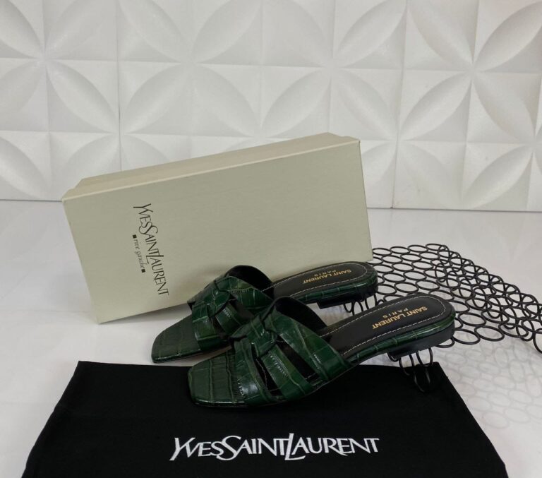 yves saint laurent terlik yesil croco deri