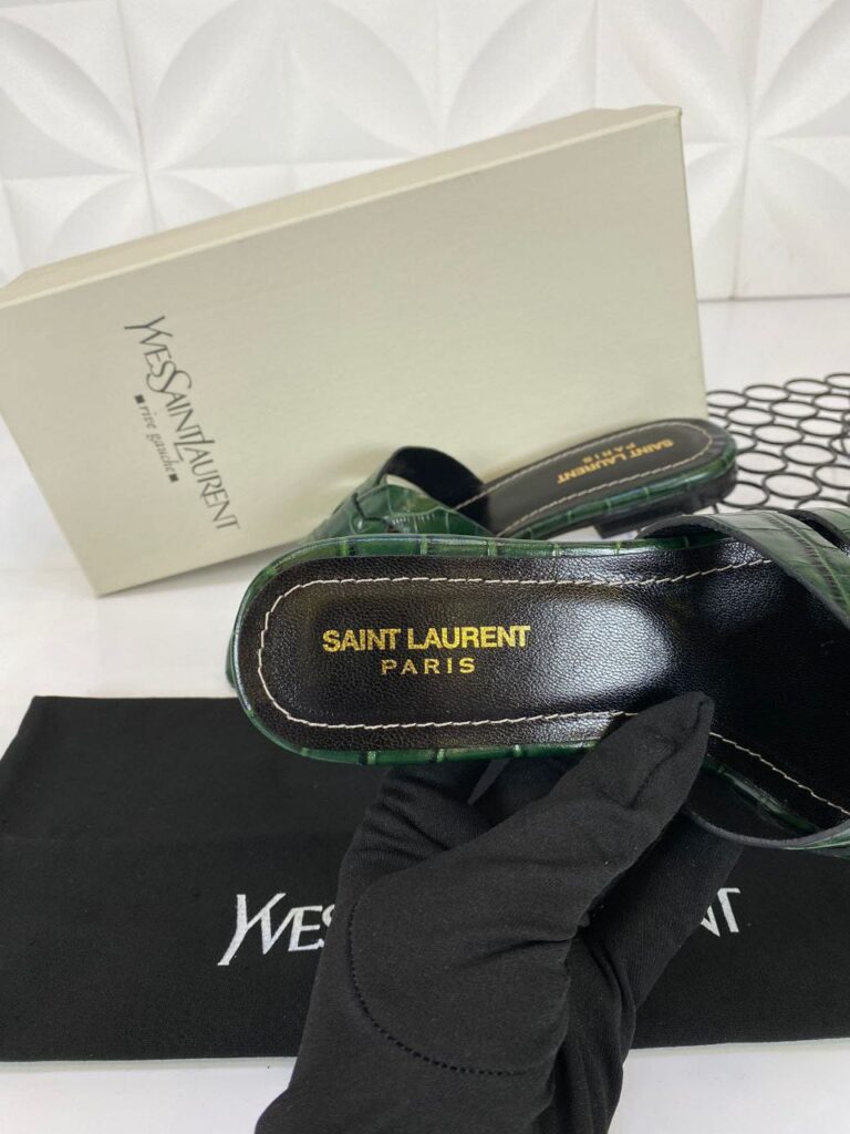 yves saint laurent terlik yesil croco deri