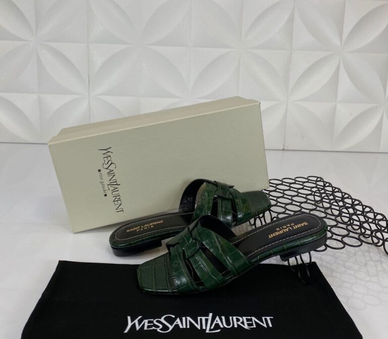 yves saint laurent terlik yesil croco deri