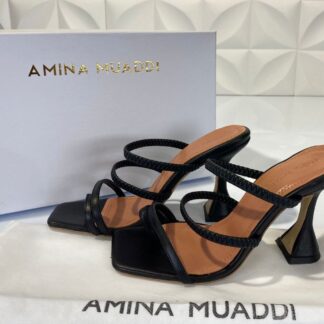 amina muaddi ayakkabi pumps siyah topuklu 12 cm