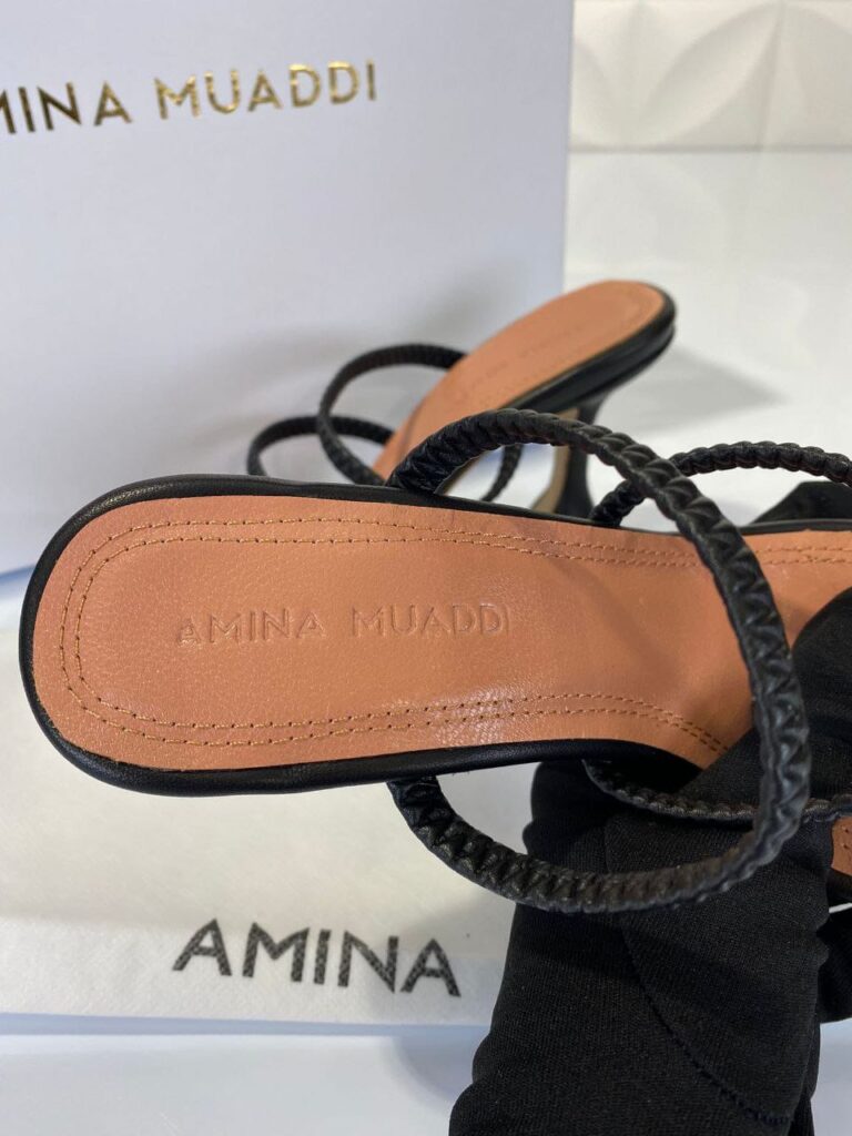 amina muaddi ayakkabi pumps siyah topuklu 12 cm