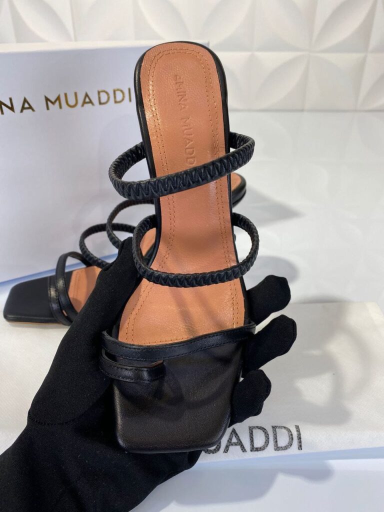 amina muaddi ayakkabi pumps siyah topuklu 12 cm