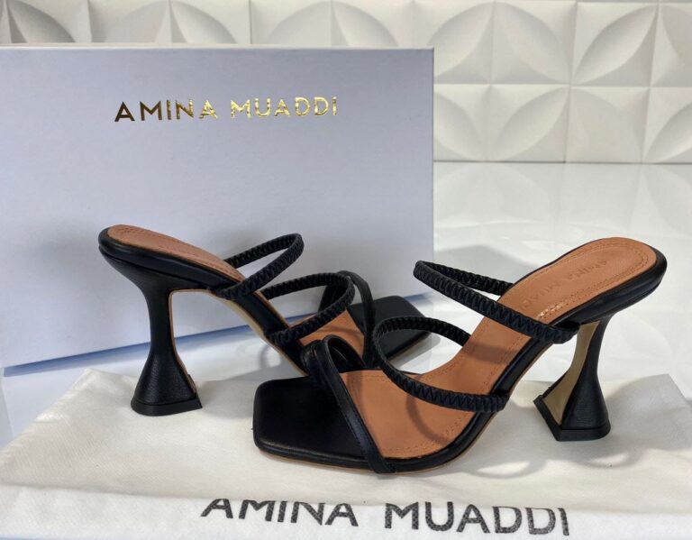 amina muaddi ayakkabi pumps siyah topuklu 12 cm