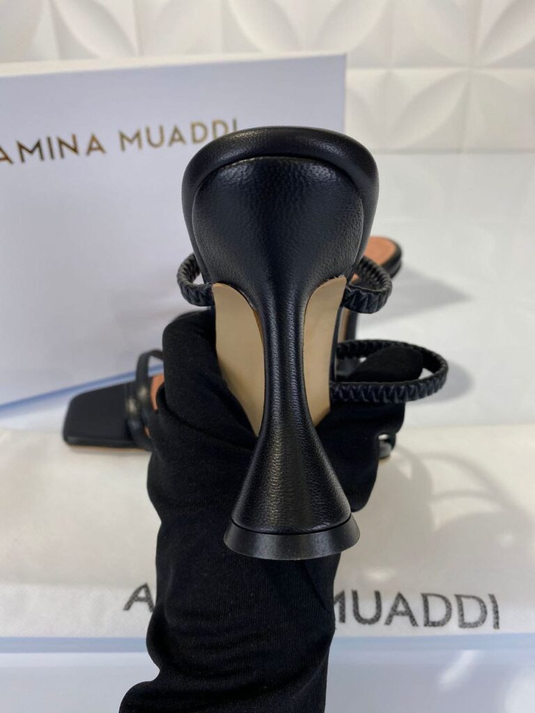 amina muaddi ayakkabi pumps siyah topuklu 12 cm