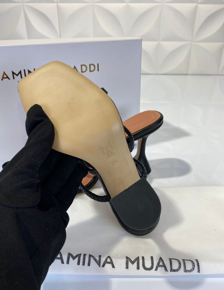 amina muaddi ayakkabi pumps siyah topuklu 12 cm