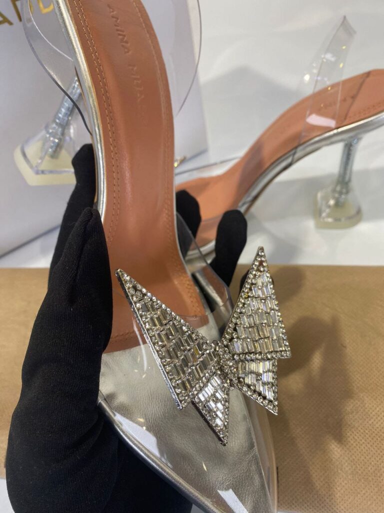 amina muaddi ayakkabi seffaf topuklu 12 cm