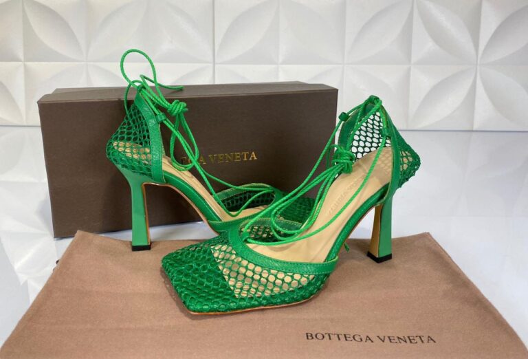 bottega veneta ayakkabi topuklu stretch pumps yesil 9cm