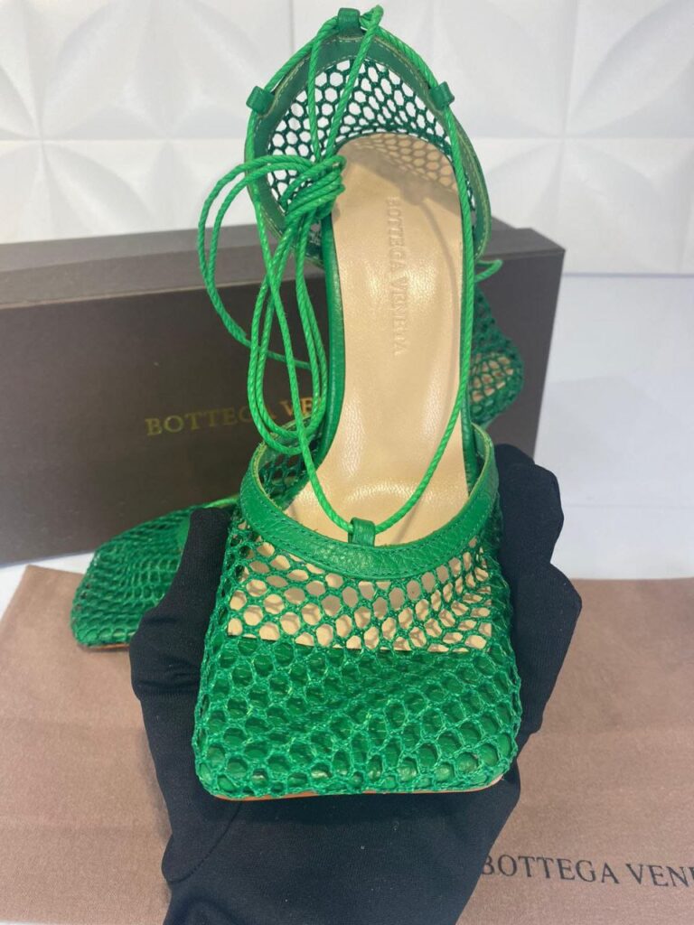 bottega veneta ayakkabi topuklu stretch pumps yesil 9cm