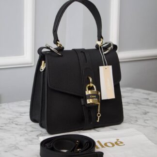 chloe canta siyah medium aby day shoulder 27x30 cm