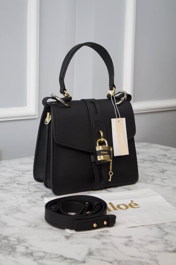 chloe canta siyah medium aby day shoulder 27x30 cm