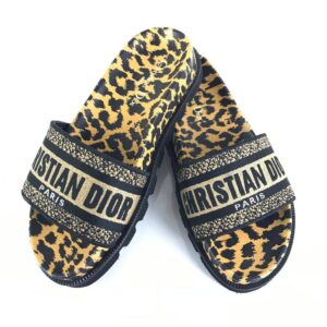 christian dior terlik dway wedge slide leopar