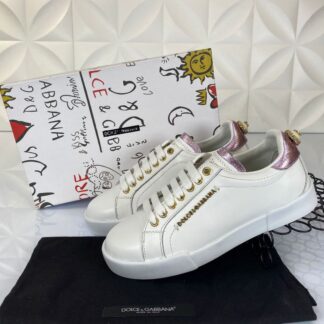 dolce gabbana ayakkabi sneakers beyaz pembe nappa