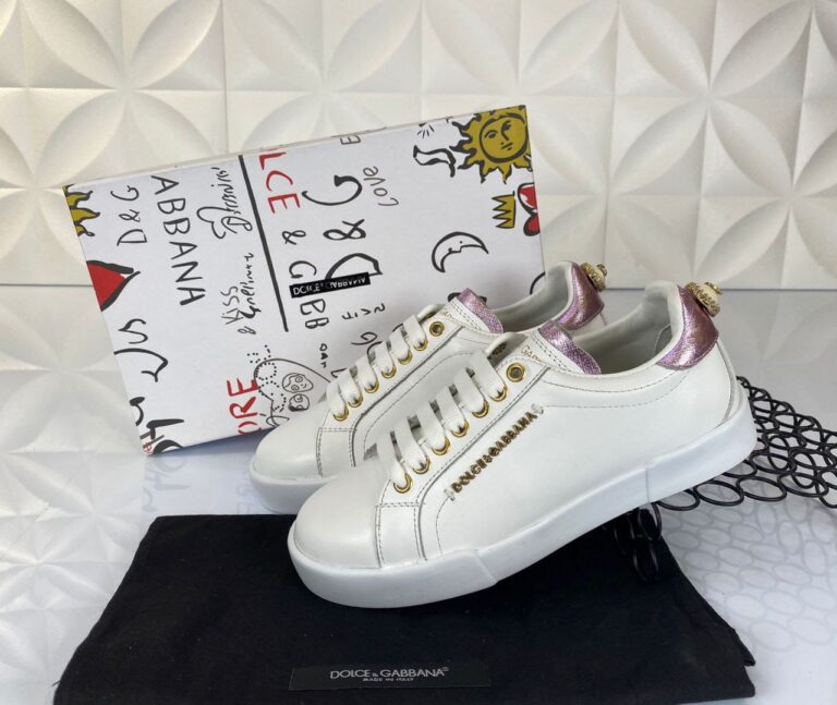dolce gabbana ayakkabi sneakers beyaz pembe nappa