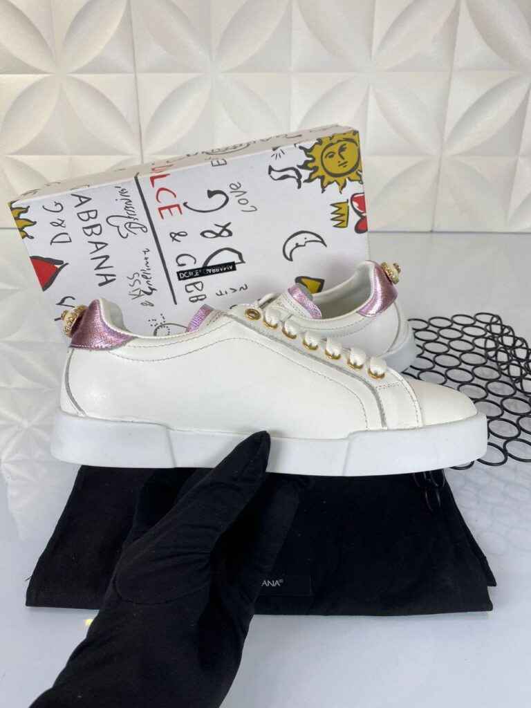 dolce gabbana ayakkabi sneakers beyaz pembe nappa