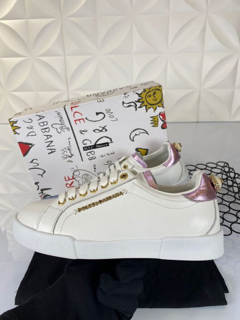 dolce gabbana ayakkabi sneakers beyaz pembe nappa