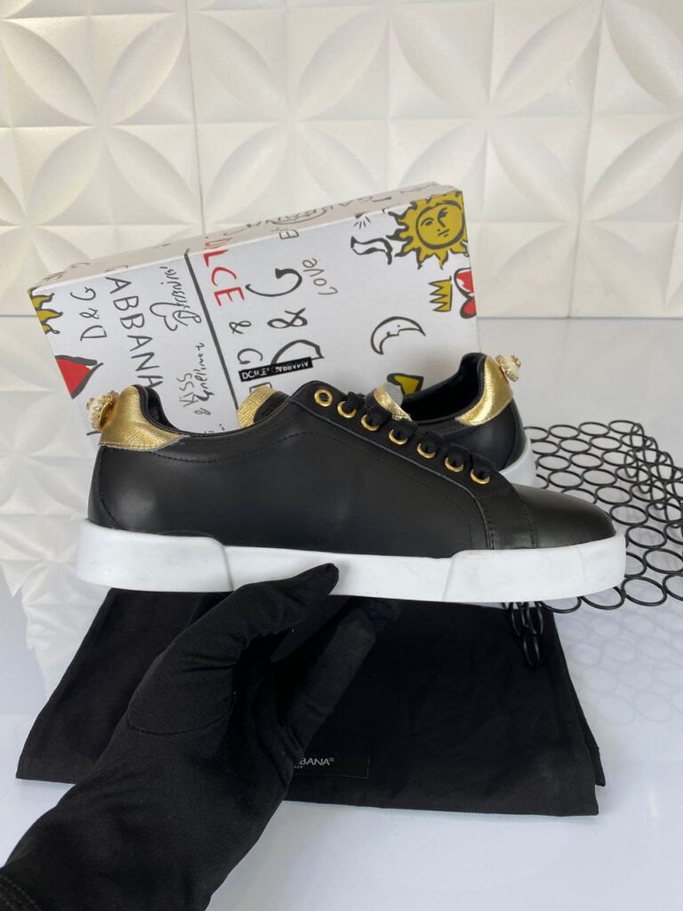 dolce gabbana ayakkabi sneakers siyah gold nappa