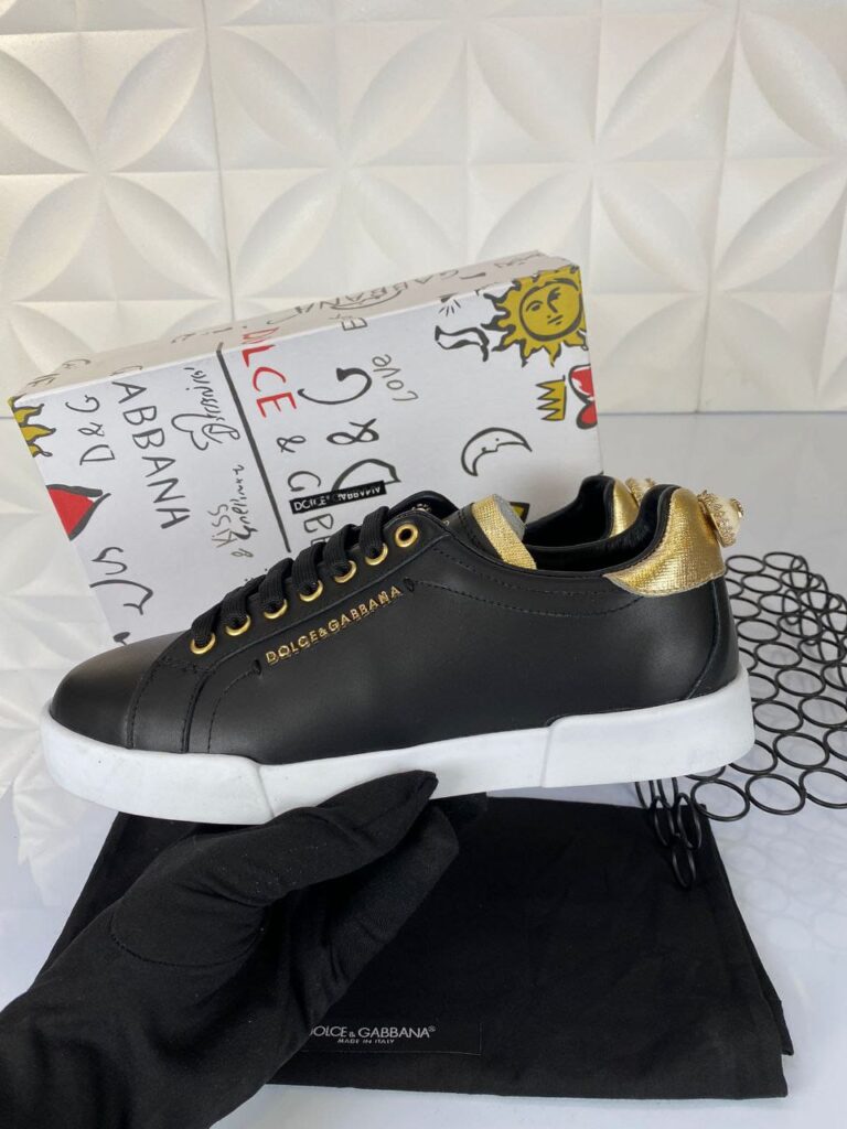 dolce gabbana ayakkabi sneakers siyah gold nappa