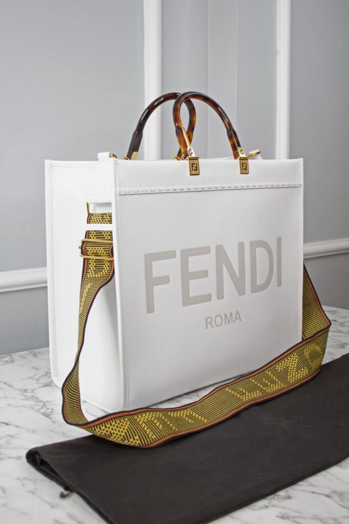 fendi canta beyaz sunshine large tote ithal 40.5x35x21.5 cm