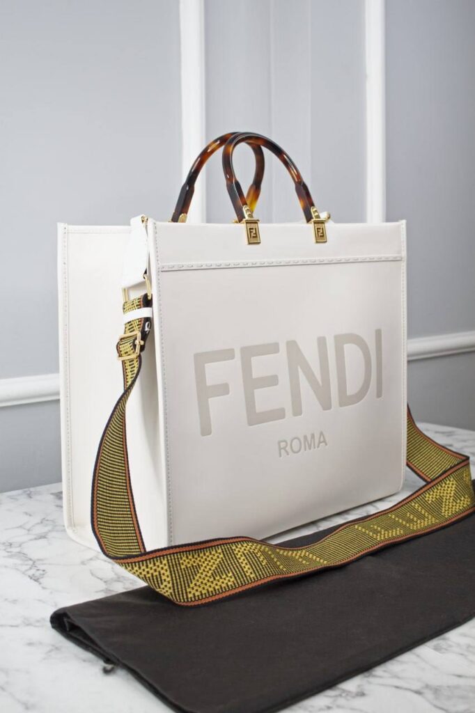 fendi canta beyaz sunshine large tote ithal 40.5x35x21.5 cm