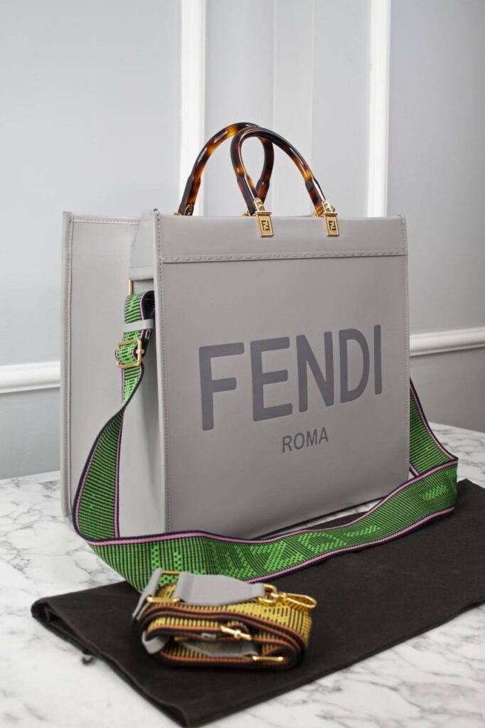 fendi canta gri sunshine large tote ithal 40.5x35x21.5 cm