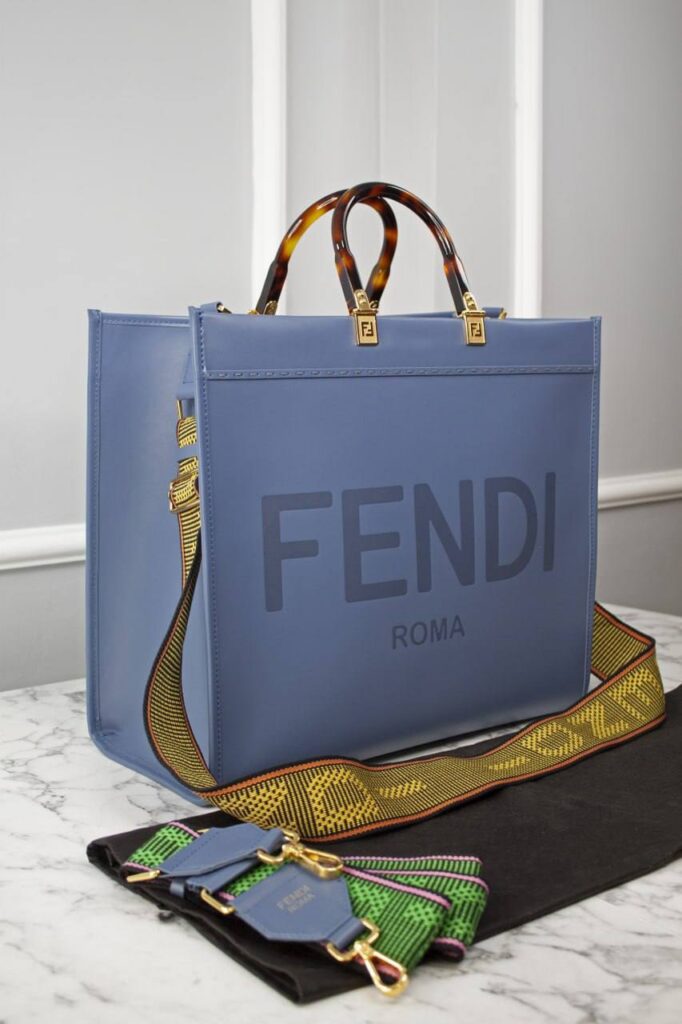 fendi canta mavi sunshine large tote ithal 40.5x35x21.5 cm