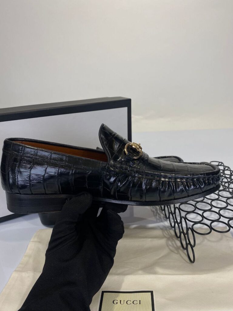 gucci ayakkabi erkek loafer crocco siyah