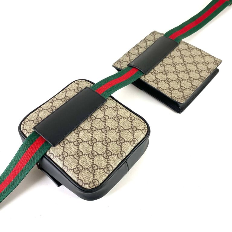 gucci canta erkek classic waist strap bel deri siyah ikili yanyana