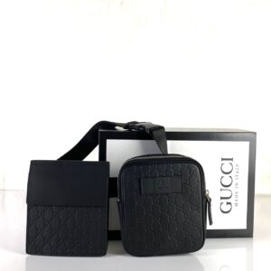 gucci canta erkek waist strap bel deri siyah ikili yanyana