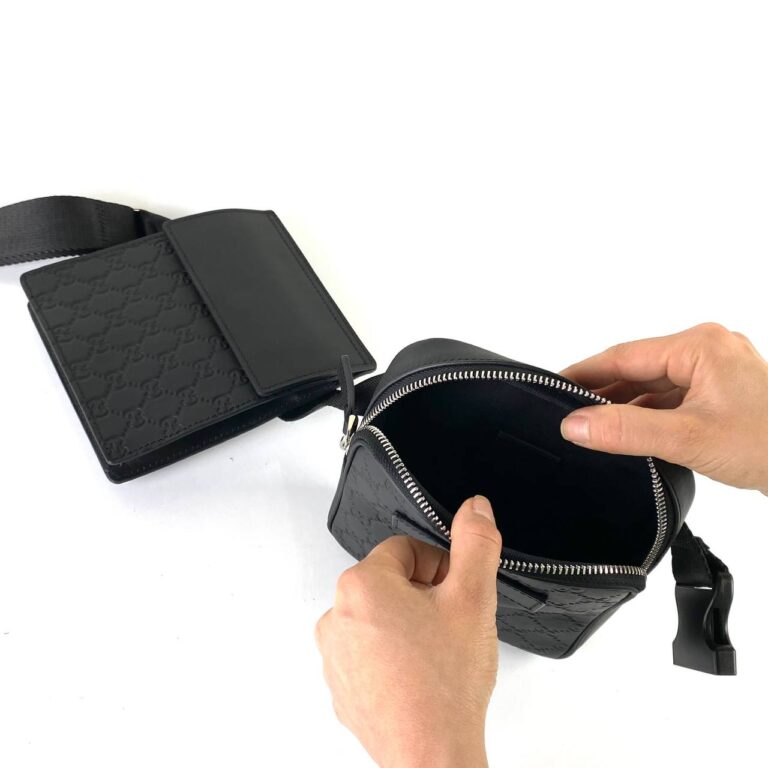 gucci canta erkek waist strap bel deri siyah ikili yanyana