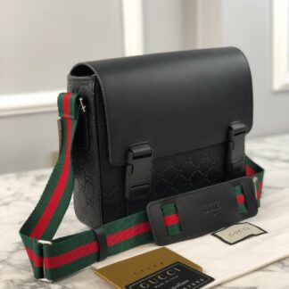 gucci canta messenger postaci siyah deri 27x23x7 cm ithal