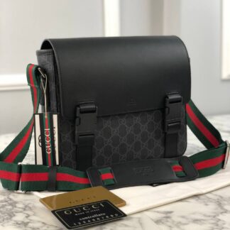 gucci canta messenger postaci siyah gri 27x23x7 cm ithal