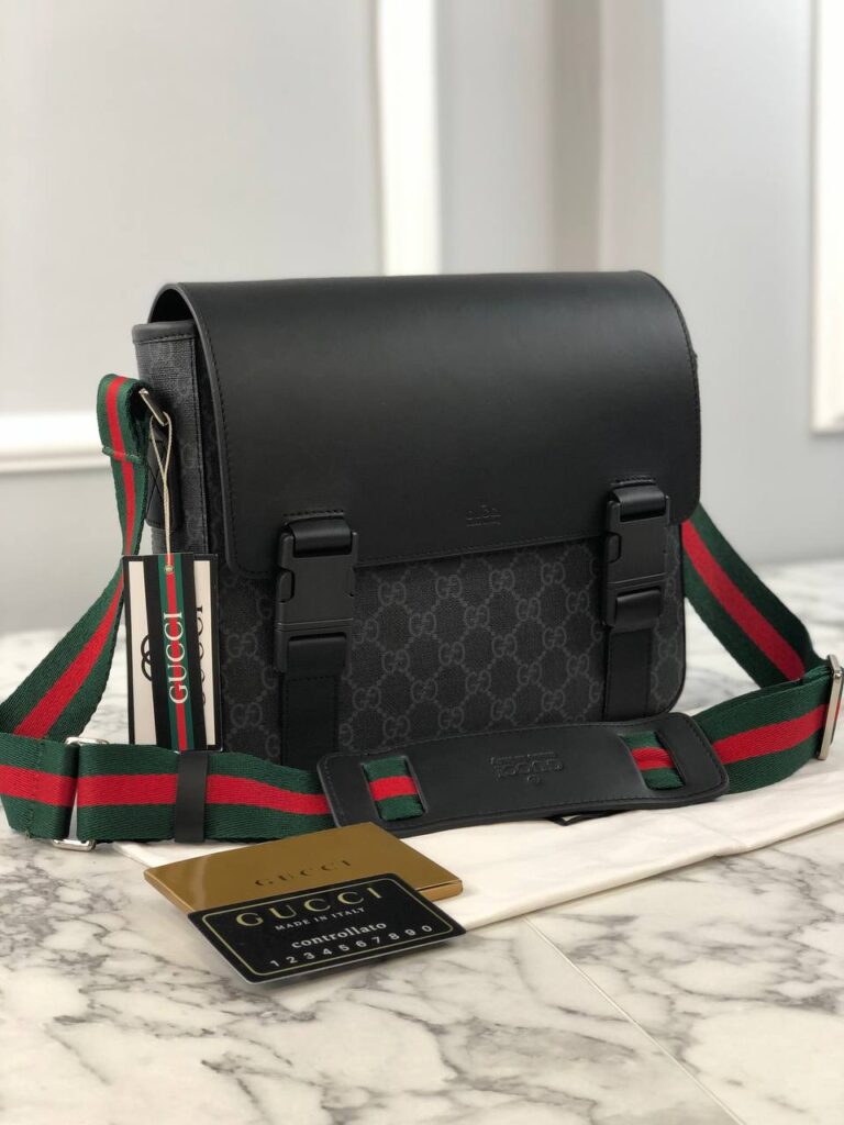 gucci canta messenger postaci siyah gri 27x23x7 cm ithal