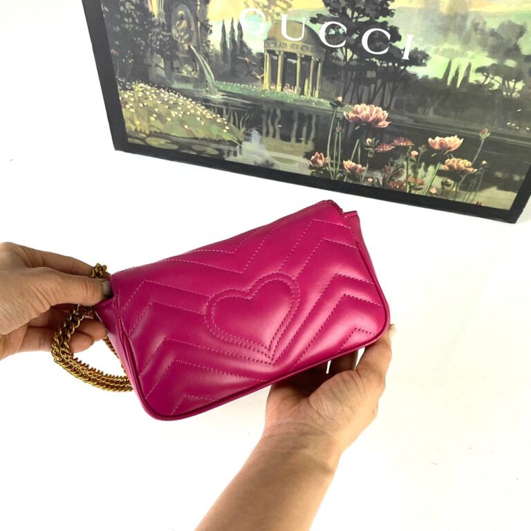 gucci canta nano marmont fusya pembe 17x12 cm