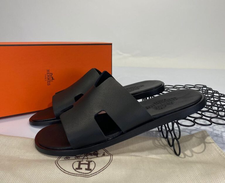hermes terlik siyah ic dis deri ithal
